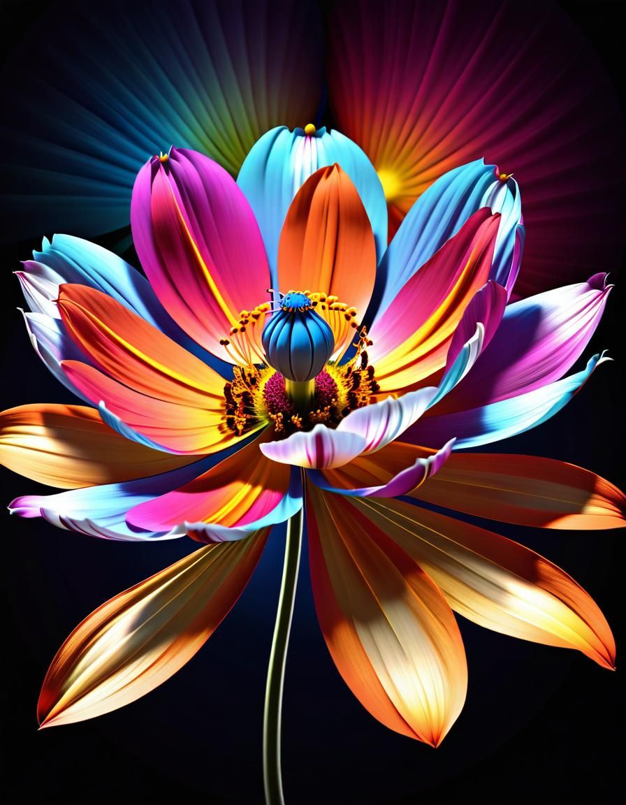 Beautiful Cosmos Flower with Fractal and Zentangle Elements