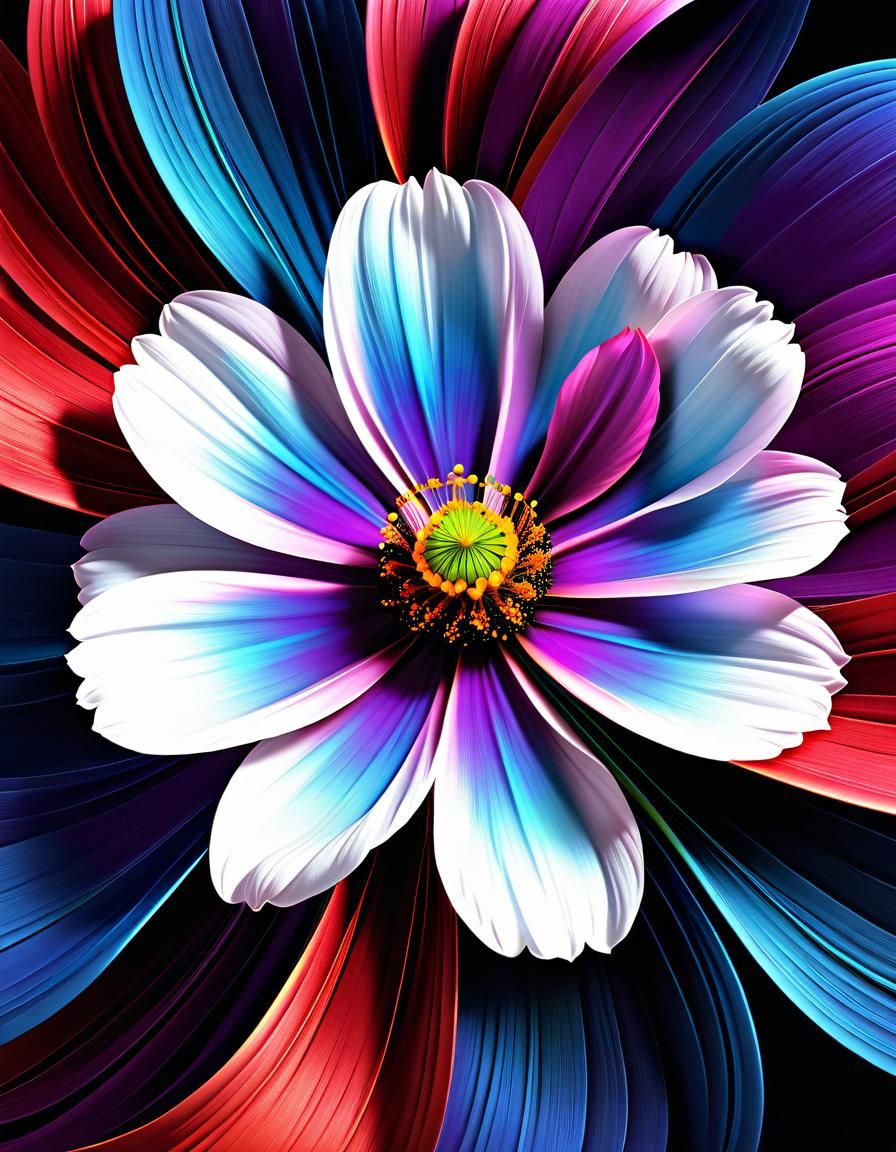 Beautiful Cosmos Flower with Abstract Fractal Design