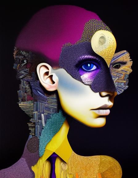 Intricate Portrait of Woman with Glasses in Maximalist Style