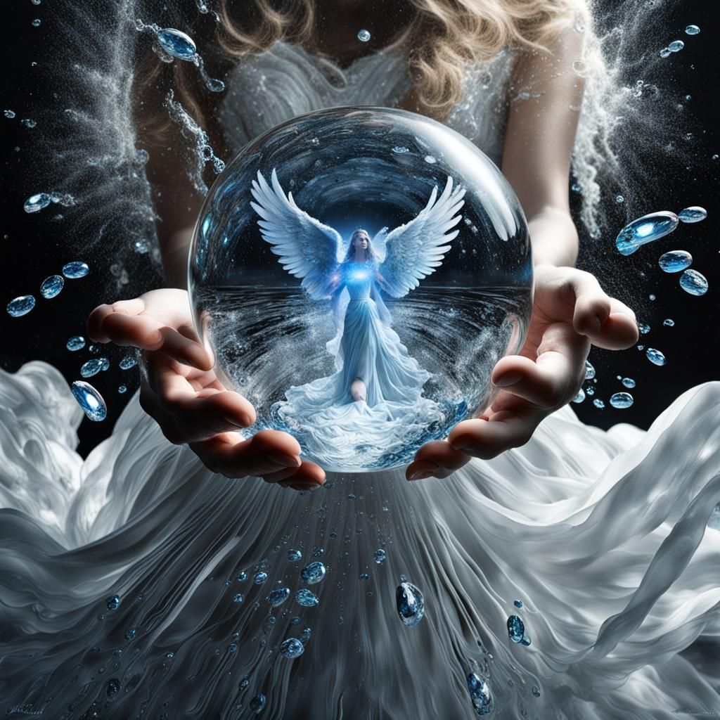 Explosion of a Glass Sphere with Falling Angel