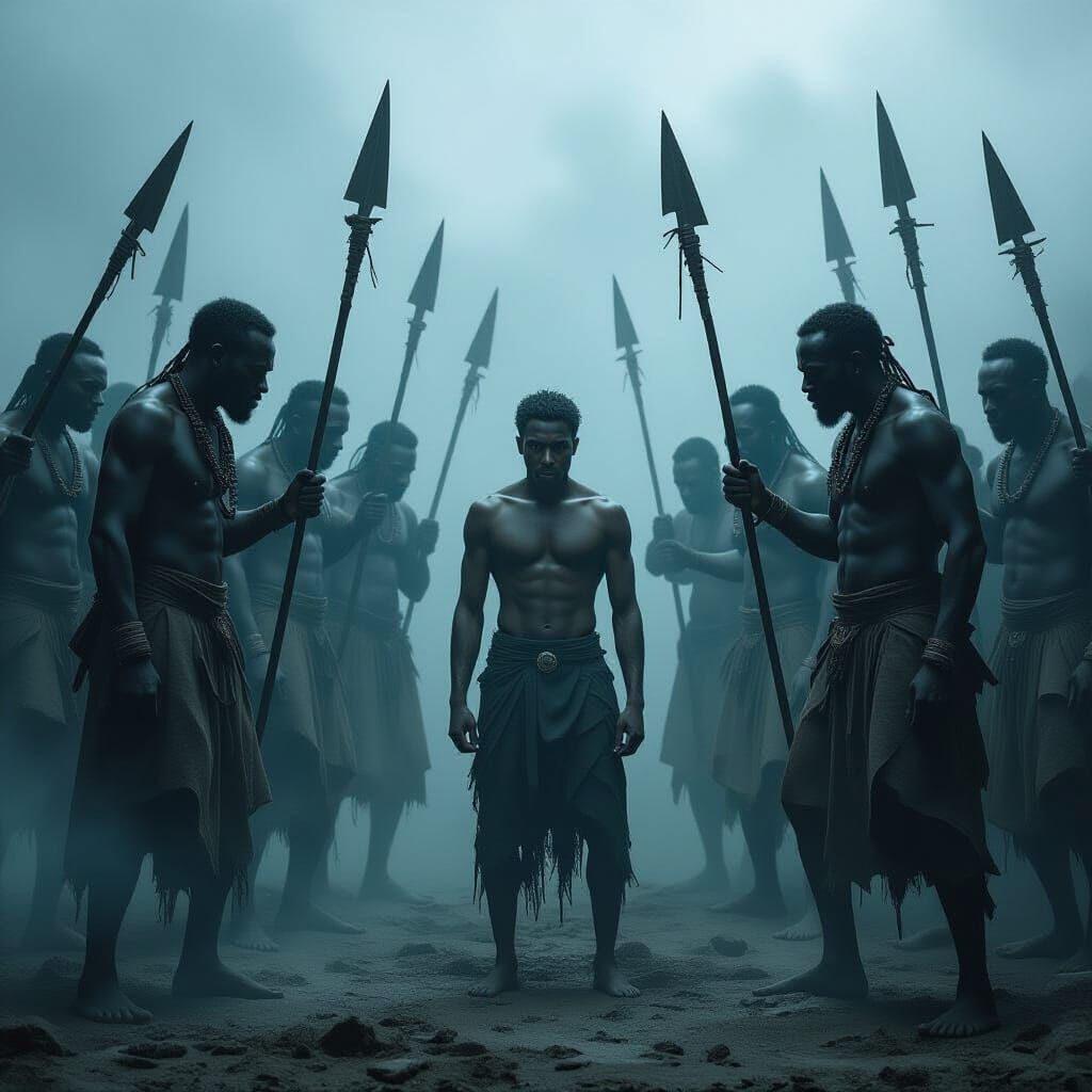 Ghostly African Warriors Emerge From Mist in Dark Fantasy Ar...