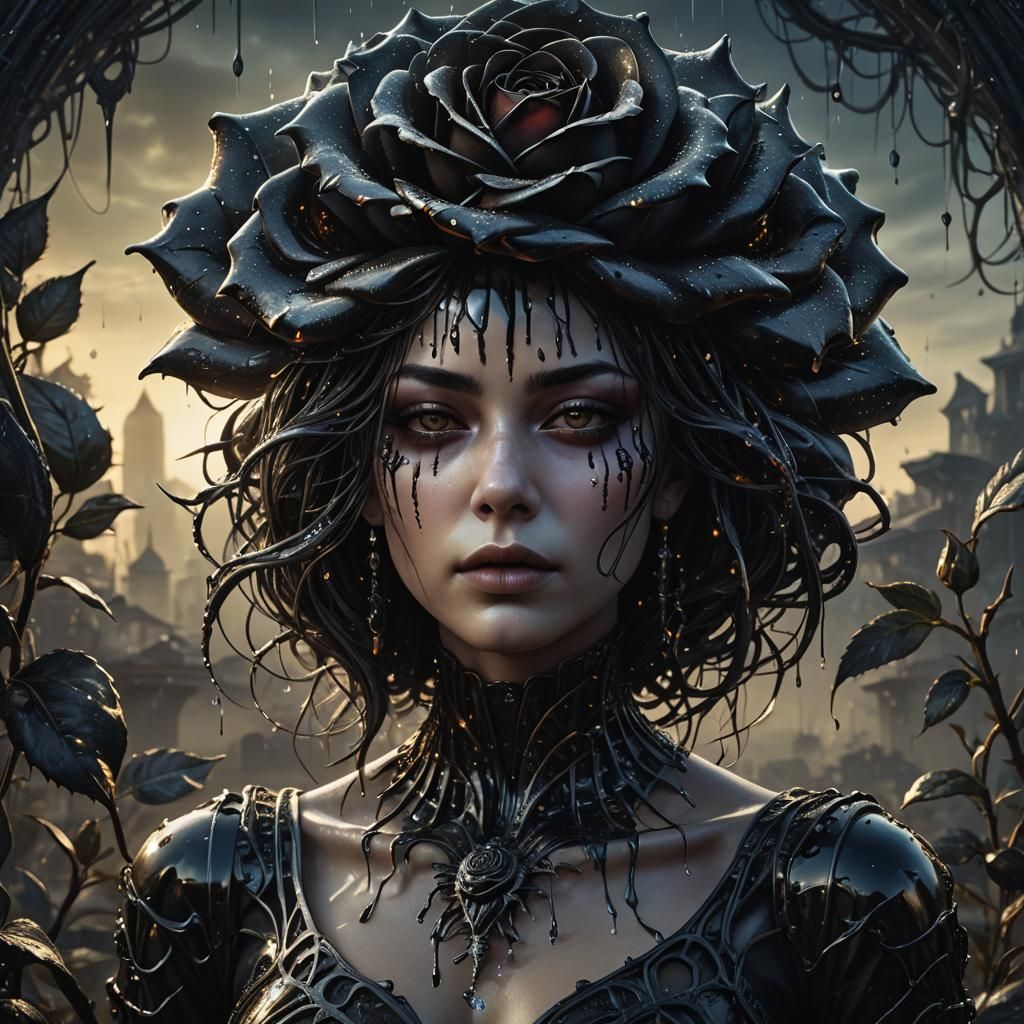Black Rose Dewdrops: An Intricate Visual Masterpiece
