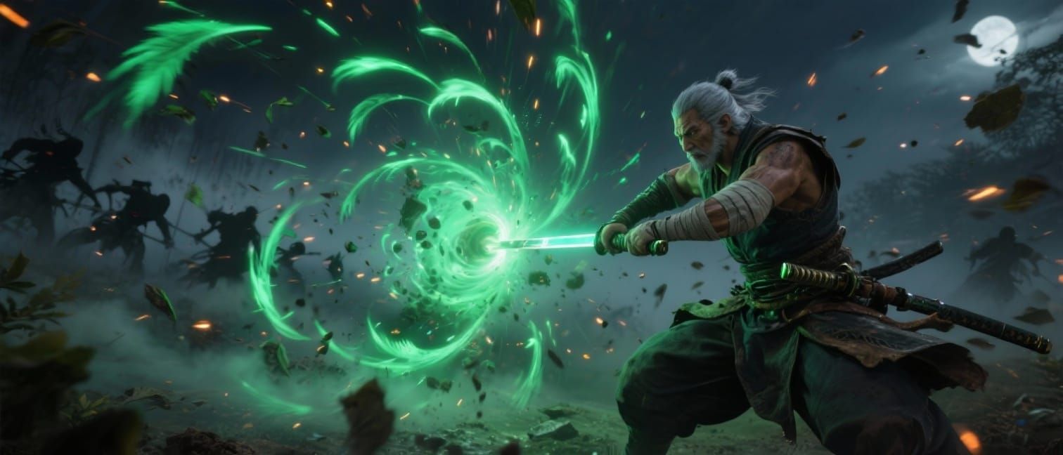 Emerald Vortex Slash on Battlefield in UE5