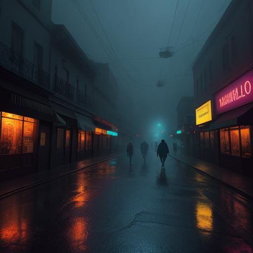 Surreal Night Scene with Confident Figure