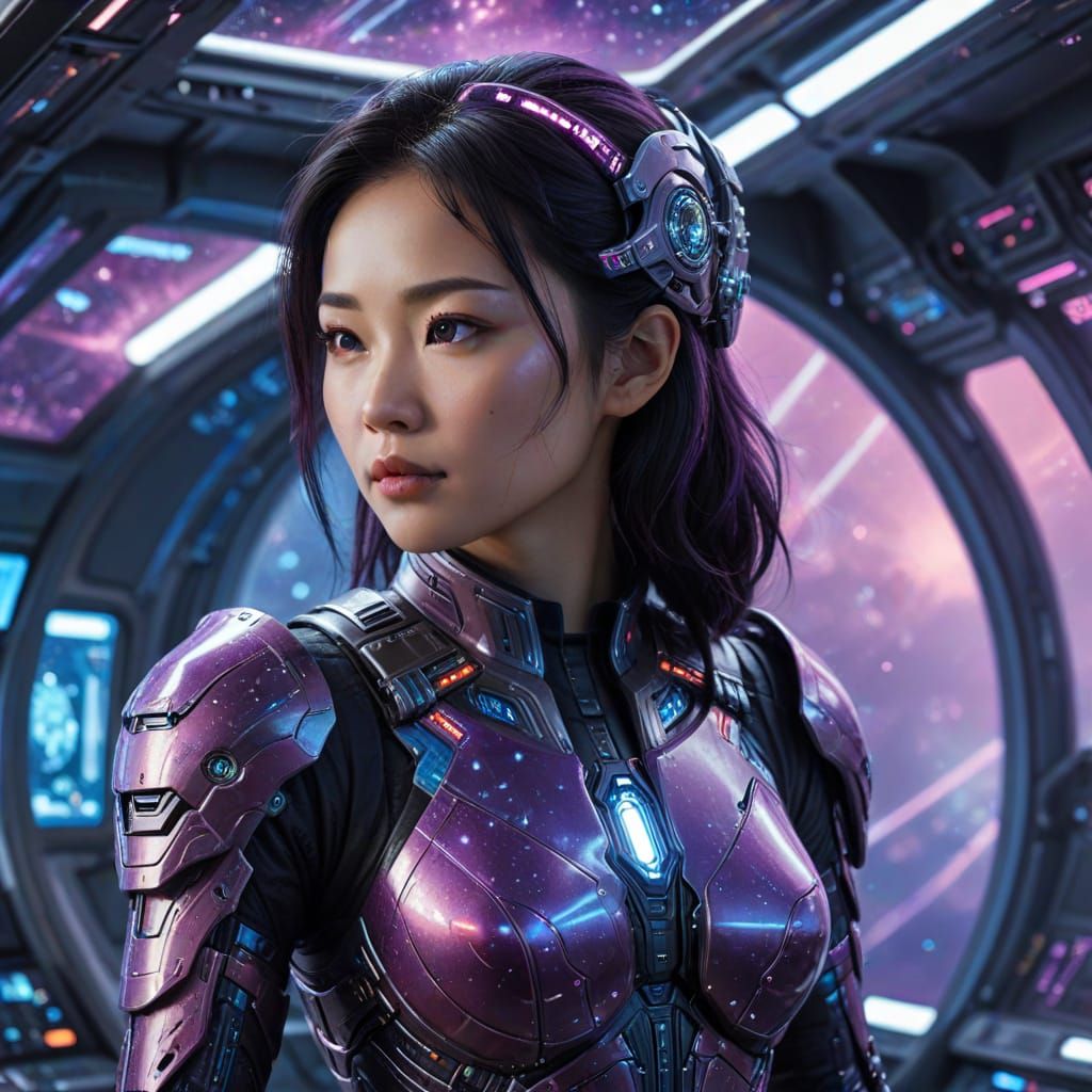 Cybernetic Warrior on Interstellar Vessel