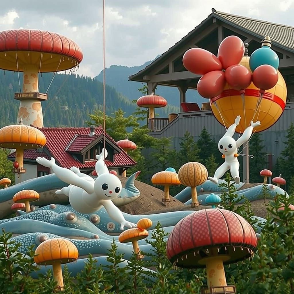 Vinyl Figures Float Through Silhouetted Forest in Linocut St...