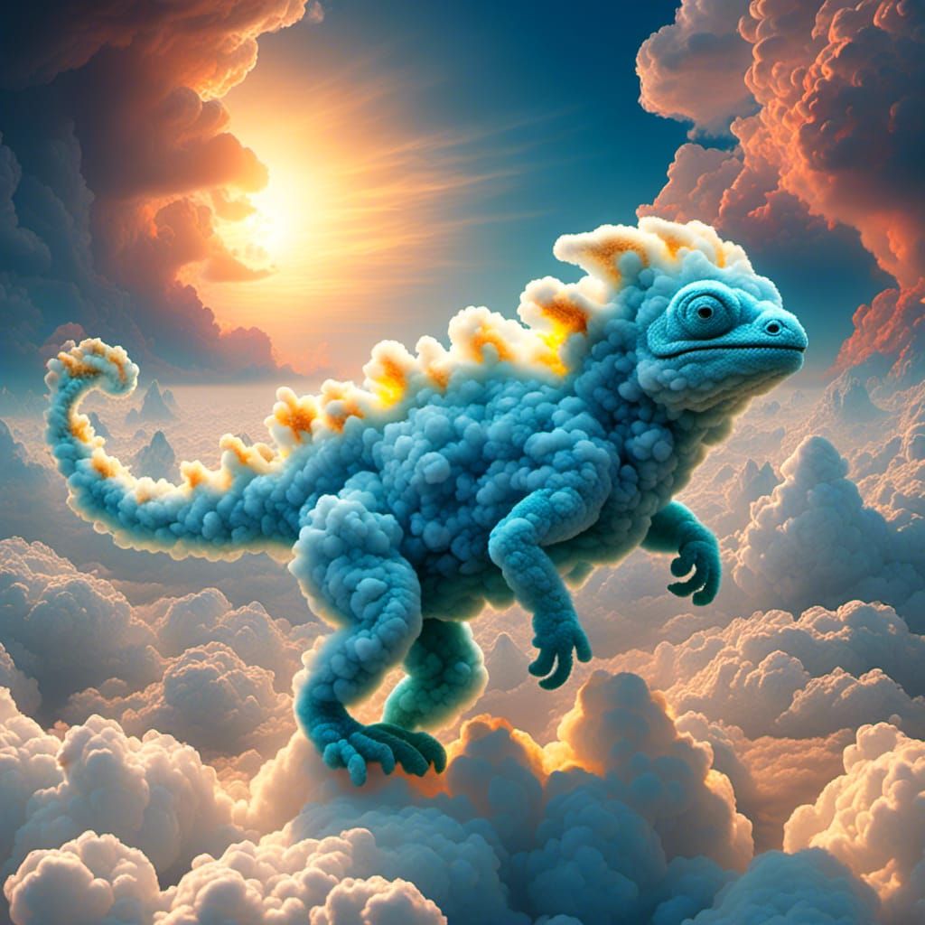 Cloud Chameleon on a Striped Beach