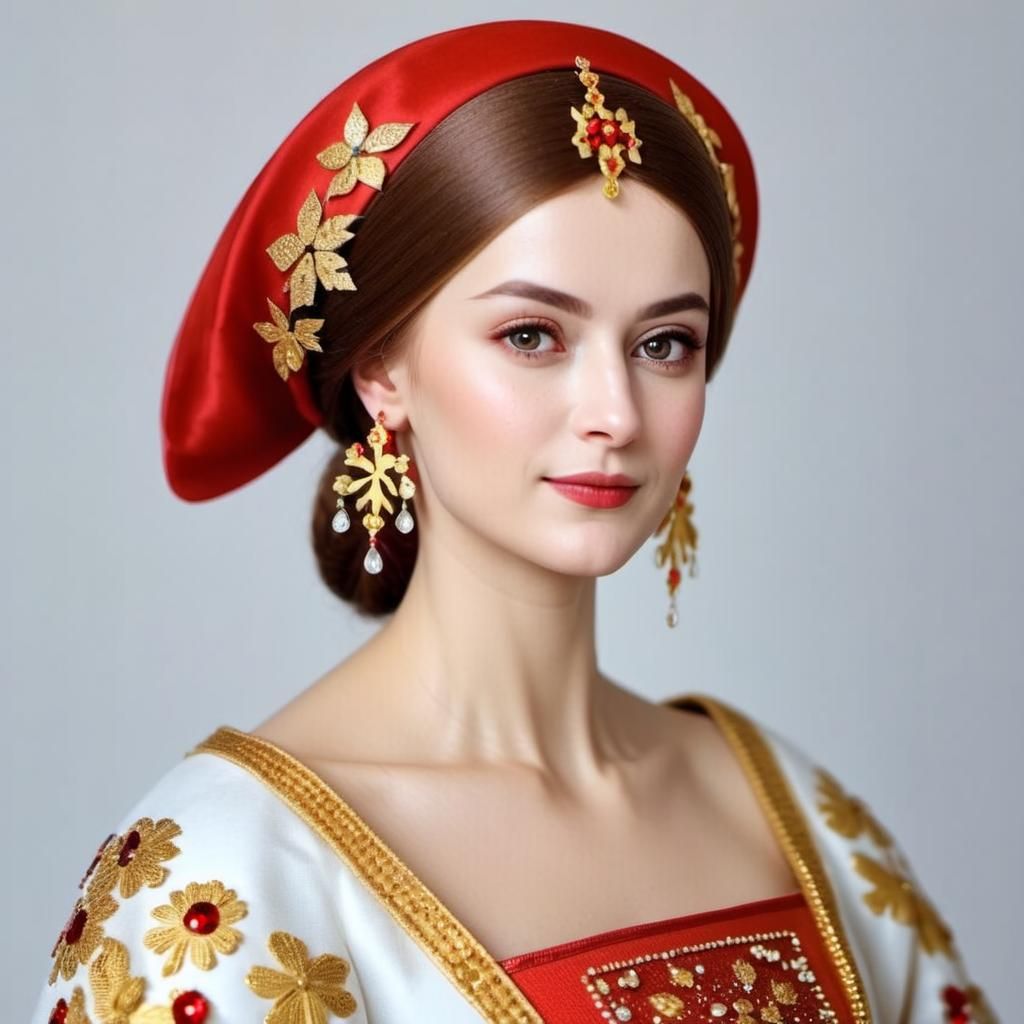 Young Tsarina in Kokoshnik and Sarafan