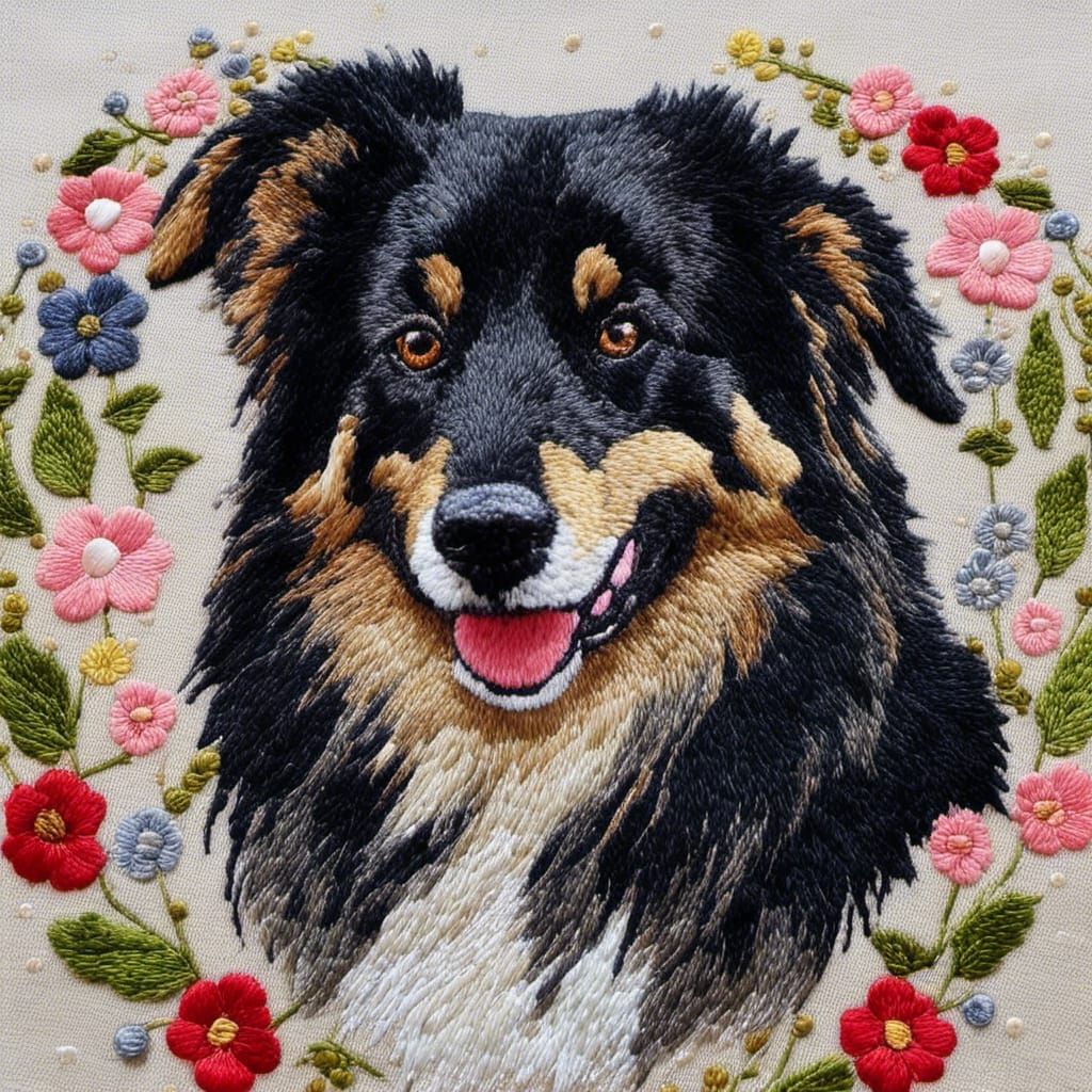 An embroidery of my lovely Hachi