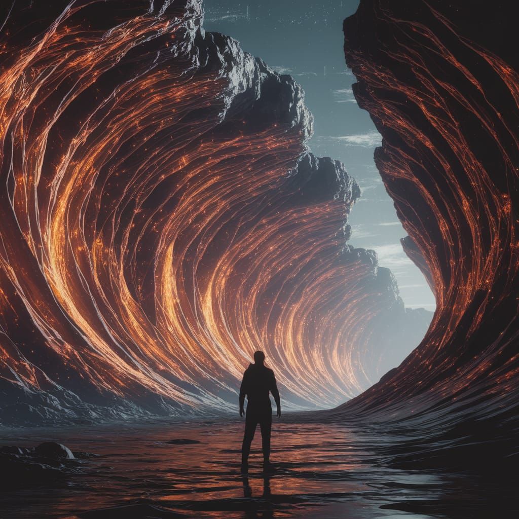 Alien Canyon Vista in Surreal Digital Art Style