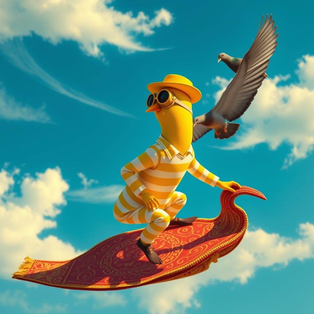 Lemon Popsicle's Surreal Flight: A Dali-Inspired Scene