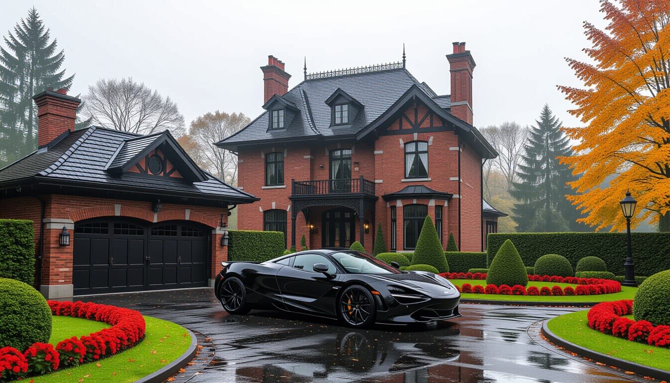 Victorian Chateau with McLaren in Misty Autumn