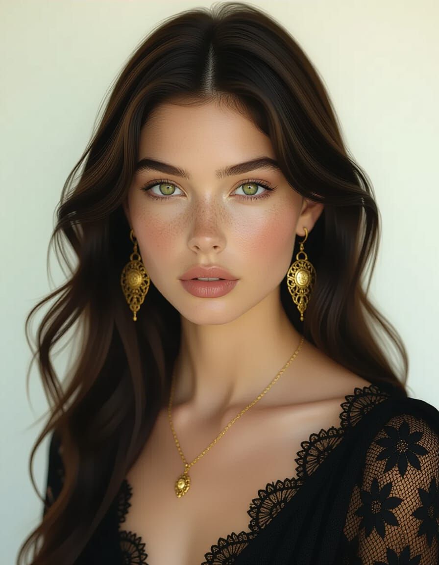 Hazel-Eyed Woman: A Photorealistic Portrait in Cinematic Lig...