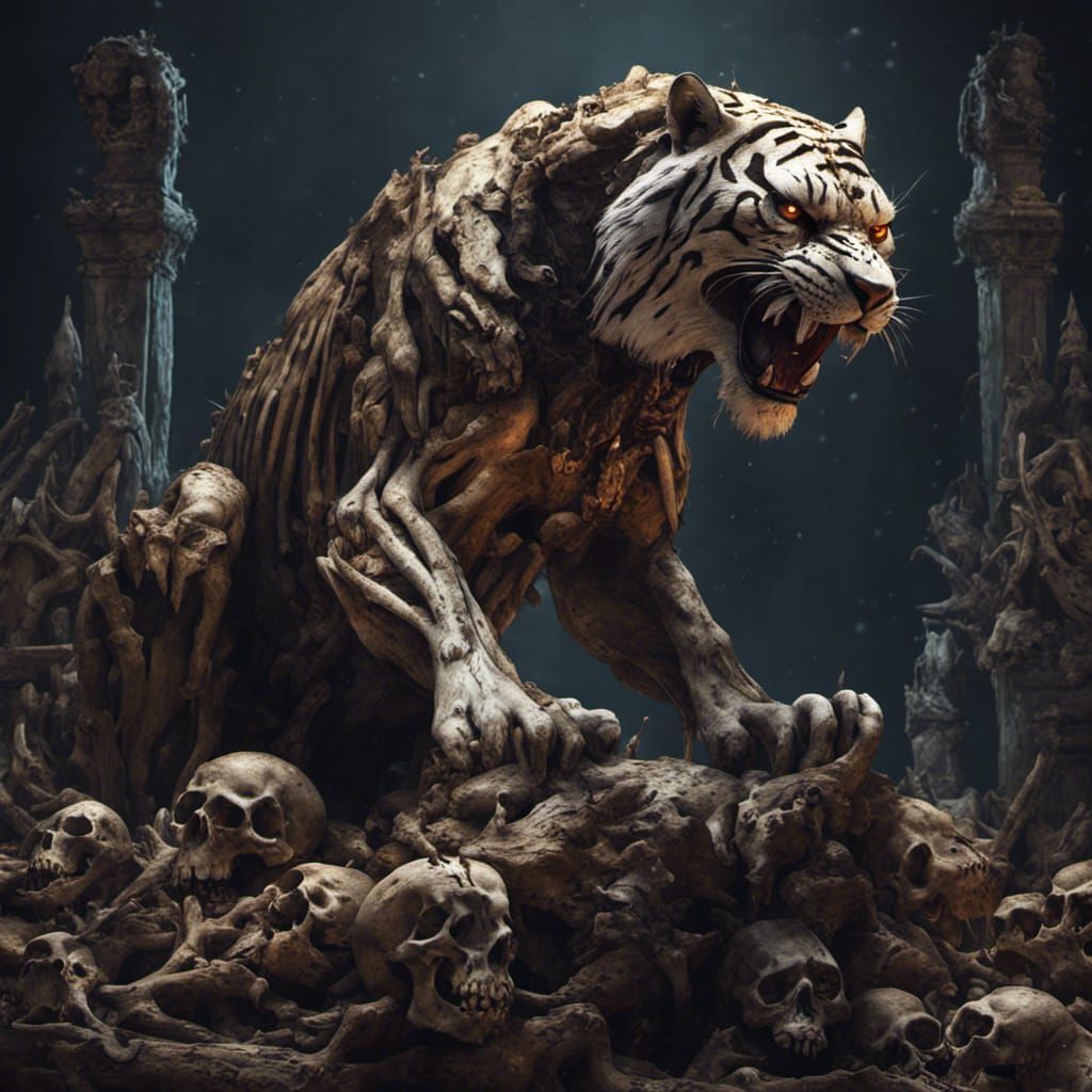 Fierce Saber-Tooth Tiger on Skull Mountain