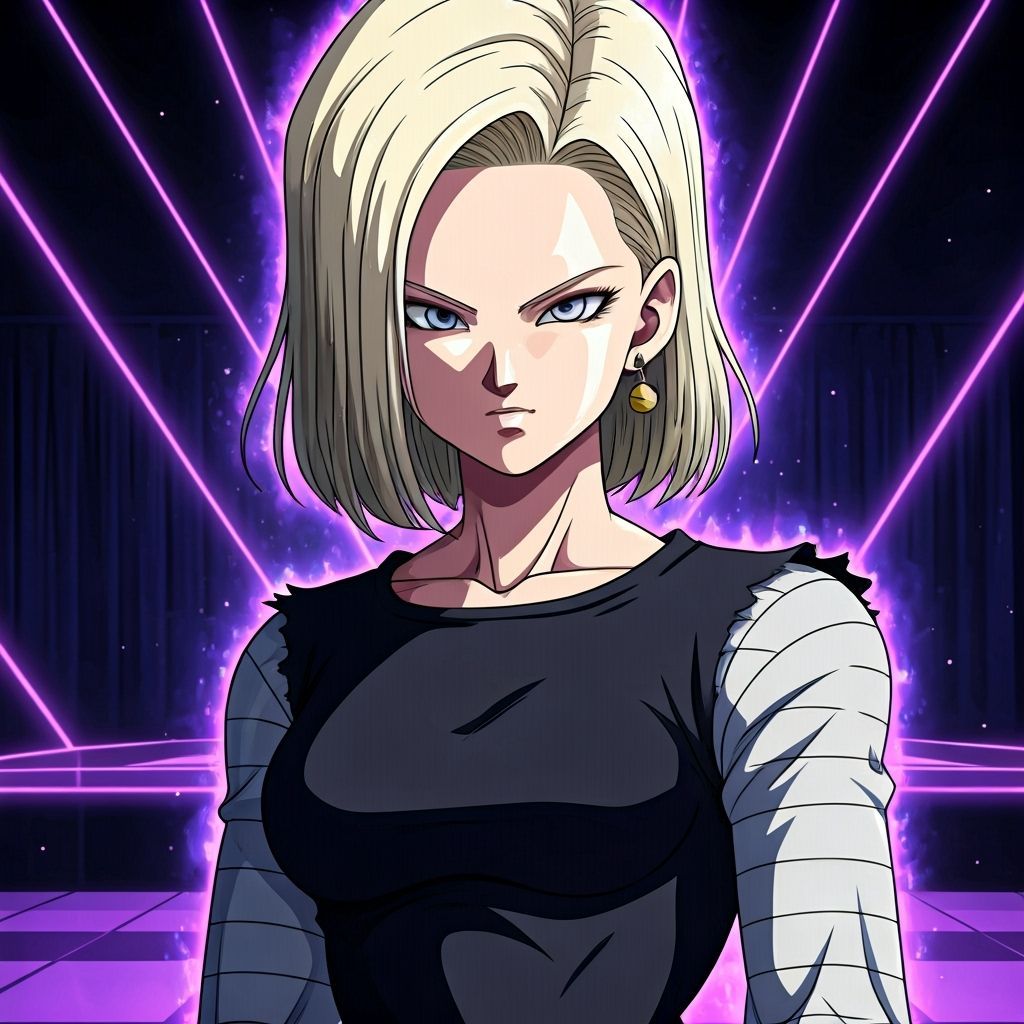 Alt Goth Android 18 Powering Up in Disco Hall