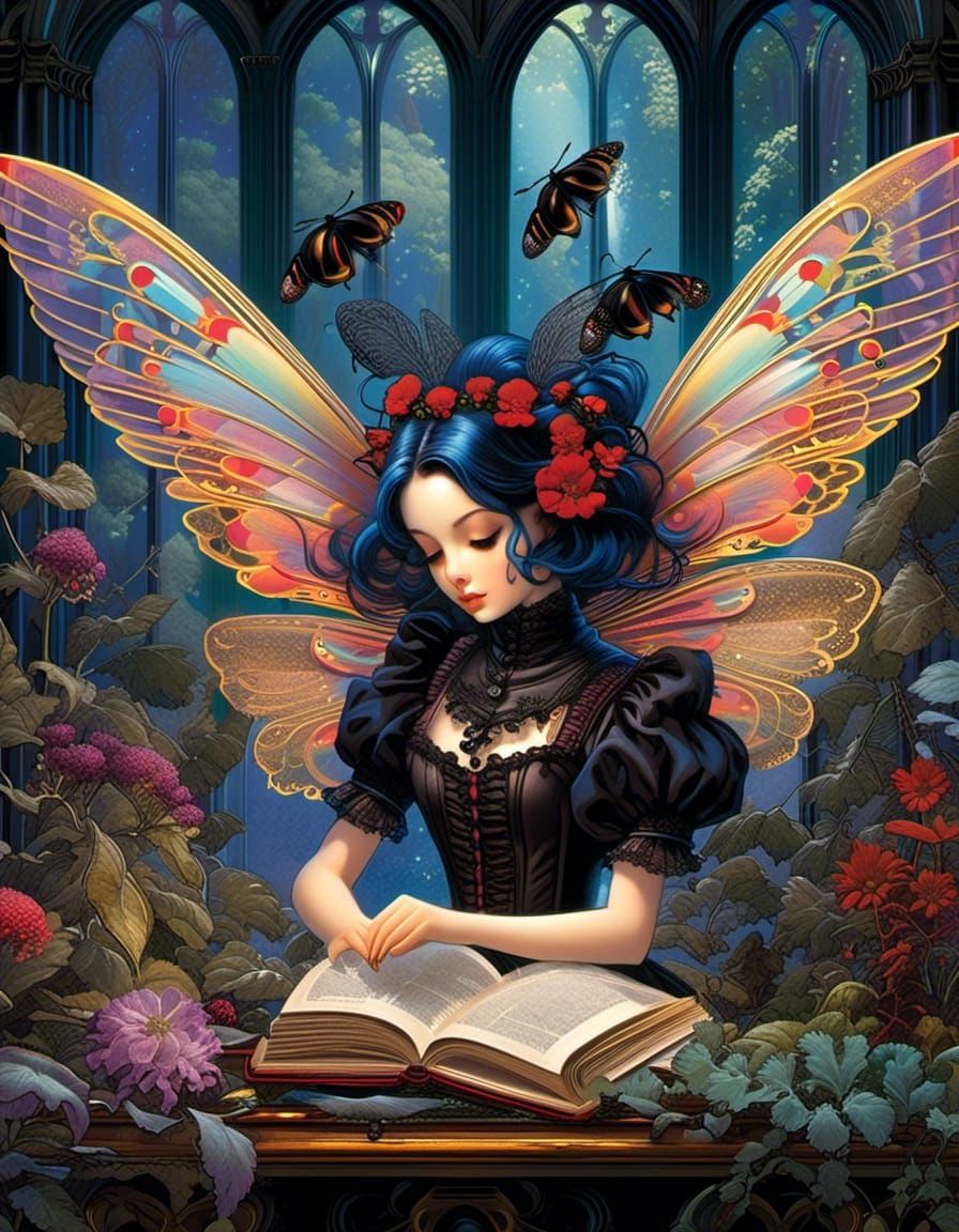 Gothic Anime Dolls with Biopunk Beetles Collage