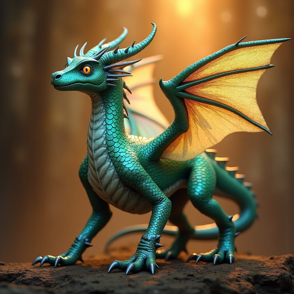 Majestic Scaled Dragon Creature in Fantasy Art Style