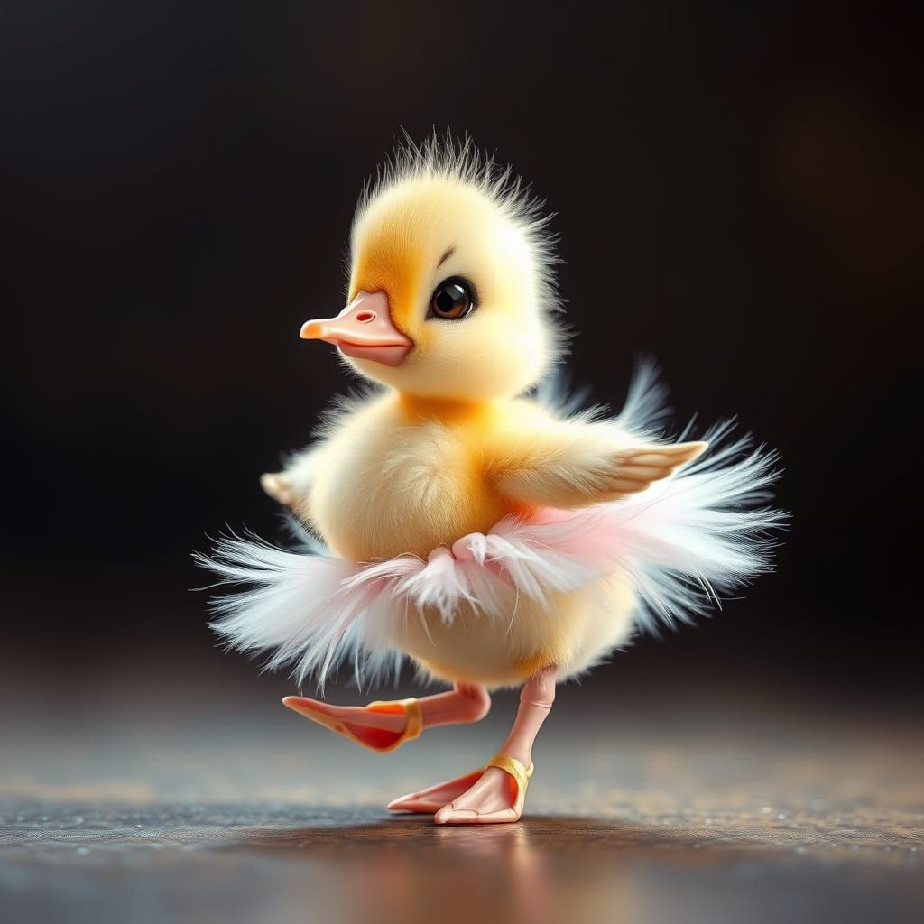 Dancing Duckling in Ballet Shoes, Hyperrealistic Style