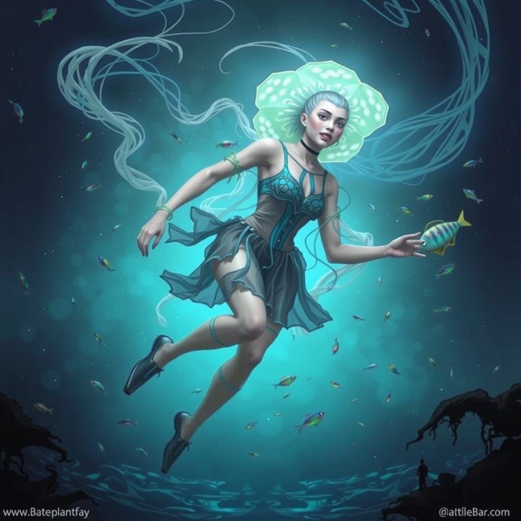 Majestic Bioluminescent Lotus Jellyfish in Oceanic Splendor