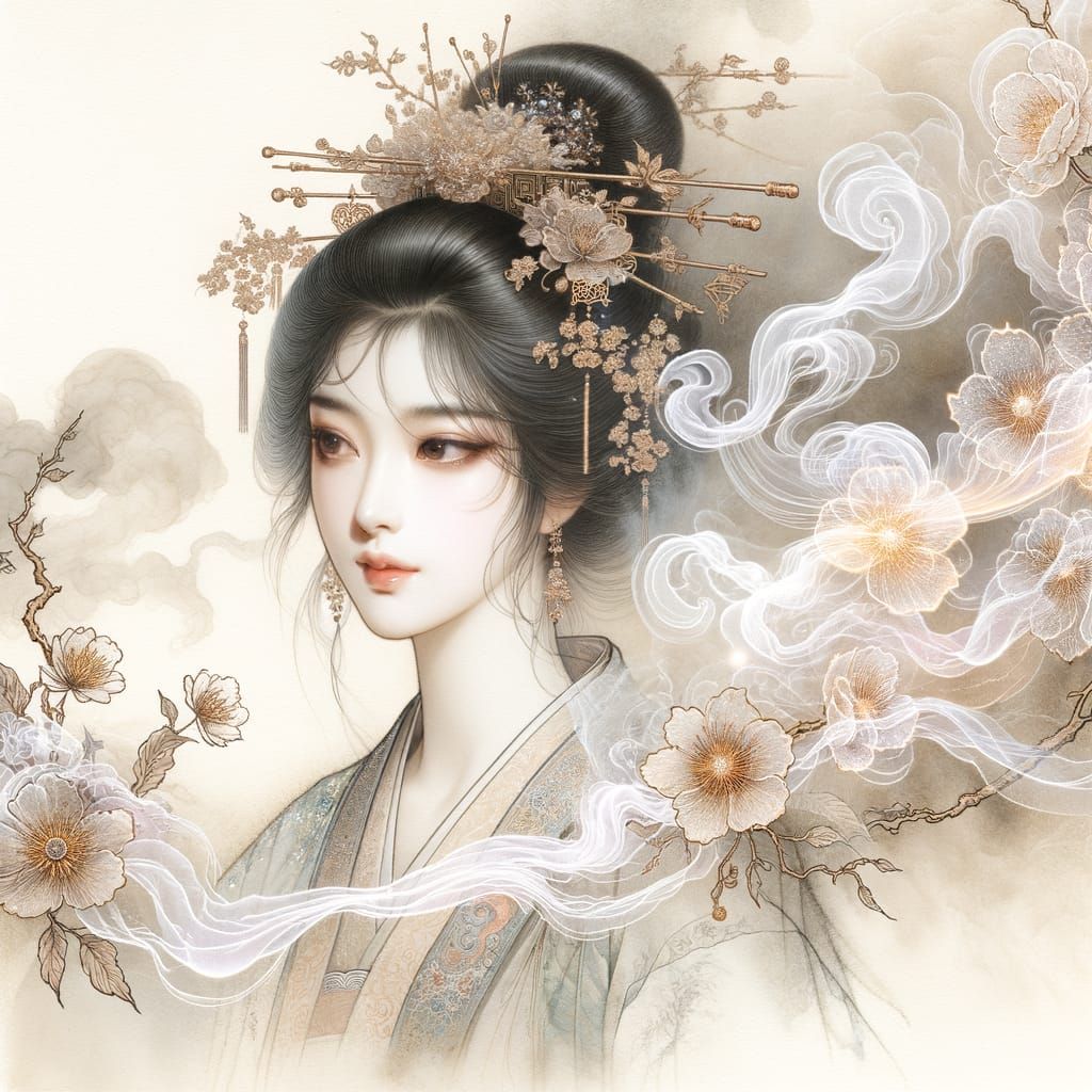 Chinese Empress Ascending in Mystical Aura, Shishkin Style