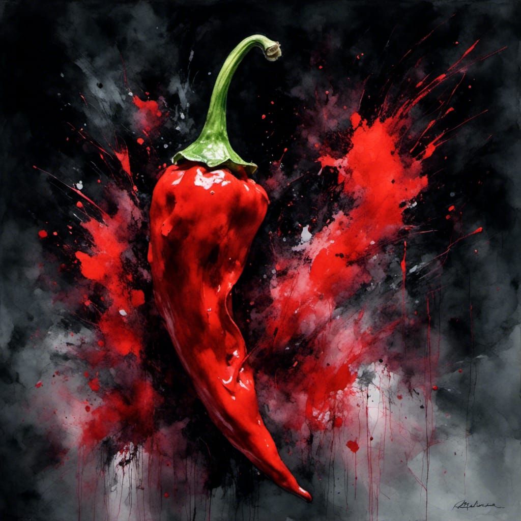 Red Chili Pepper with Explosion of Color