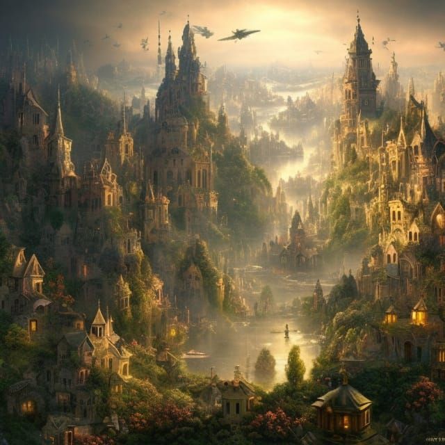 Surreal Fairy Town: Epic Digital Matte Painting