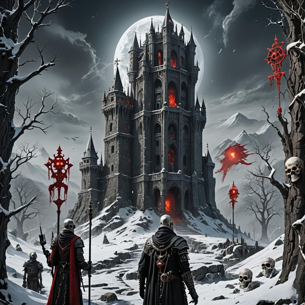 The Tower Tarot Card with Skeletons and Magic