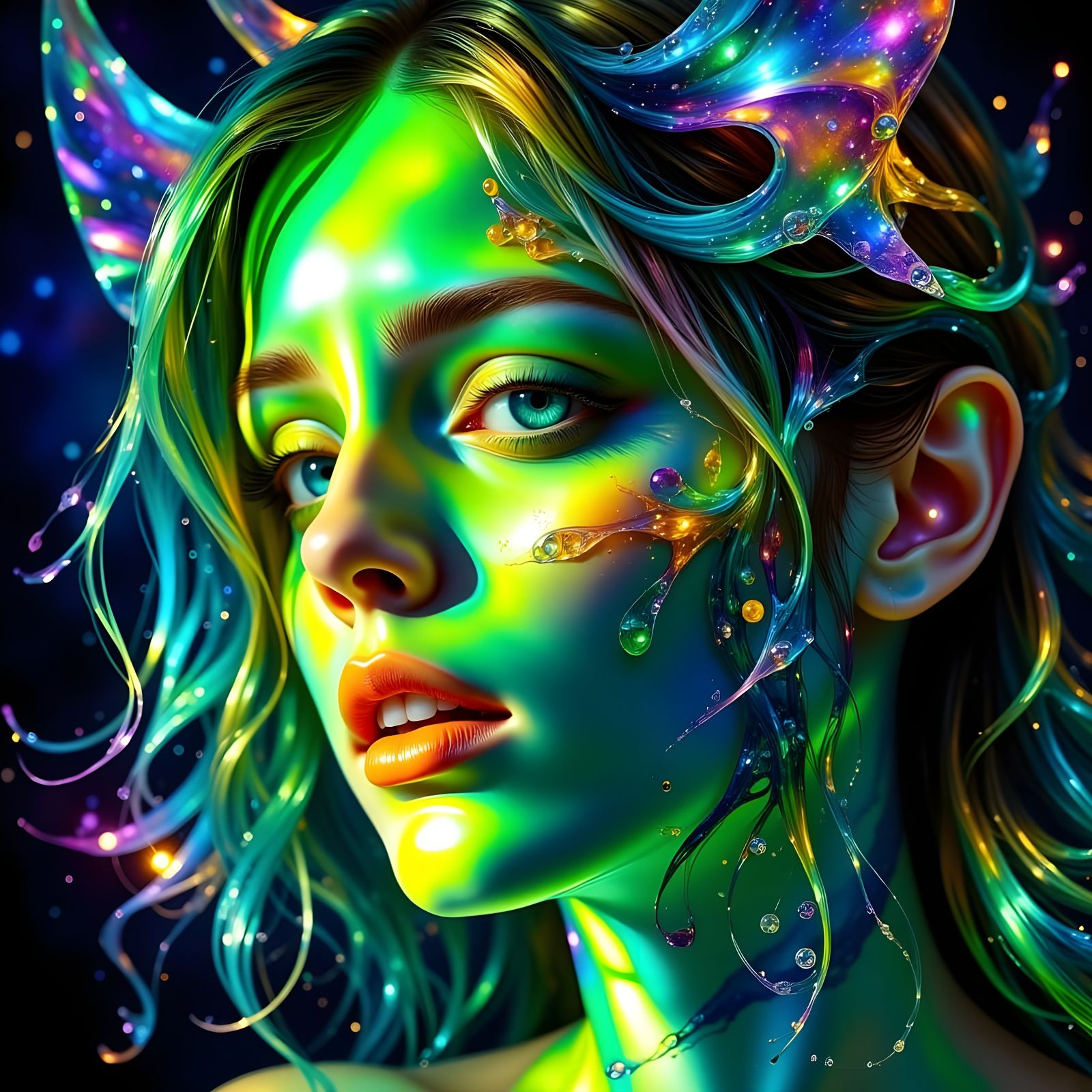 Hyperrealistic Lime Green Goddess