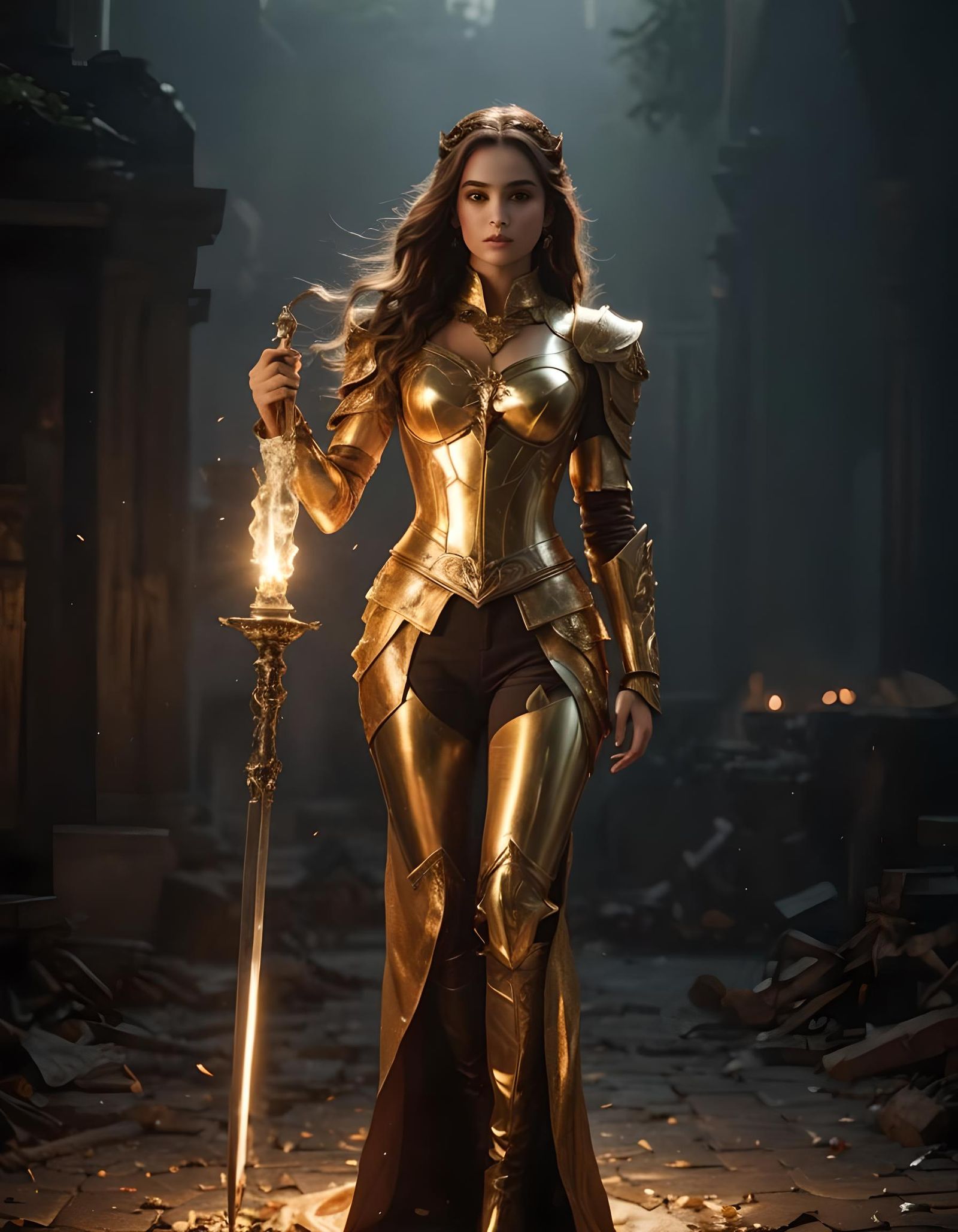 The Golden Armored Female Knight