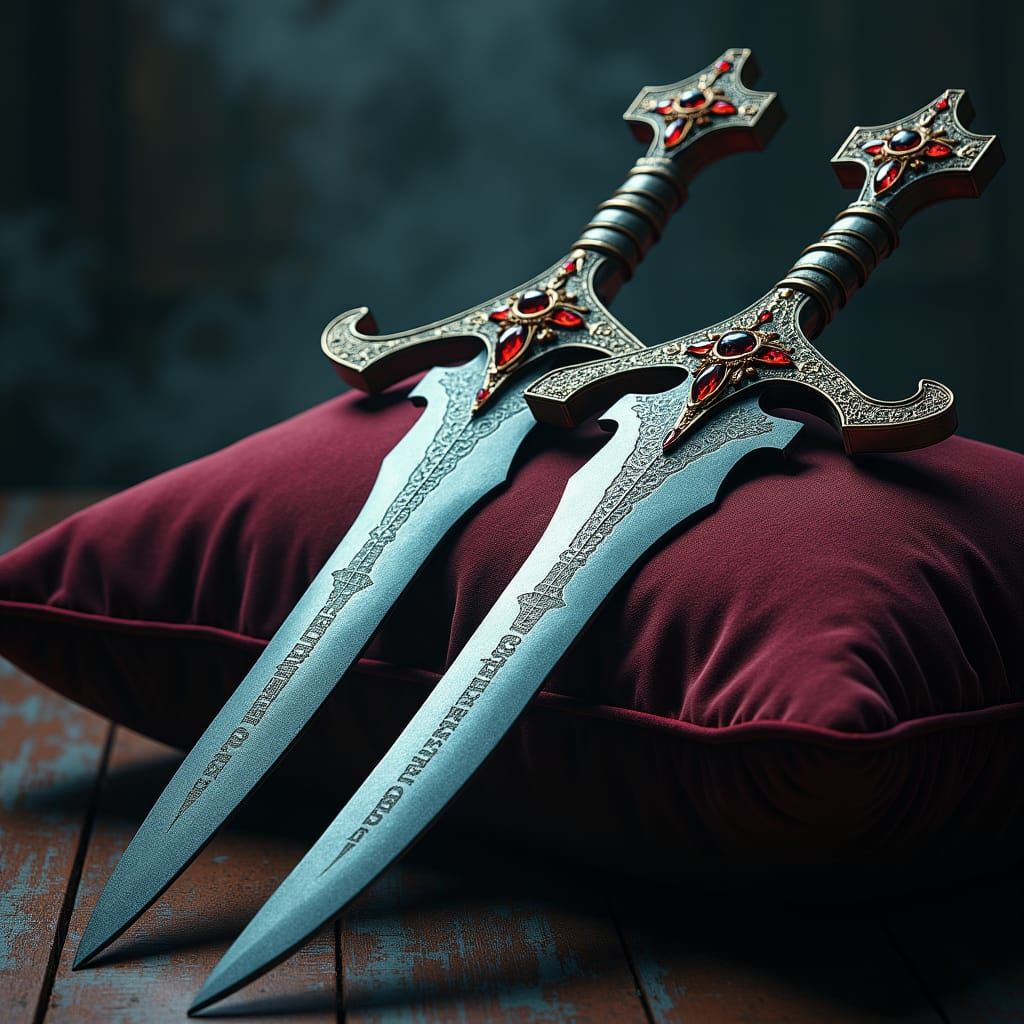 Intricately Crafted Fantasy Daggers with Gemstone Hilts