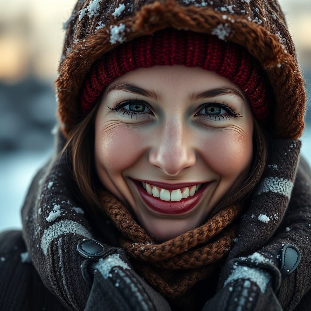 Serene Winter Portrait in Moody Light