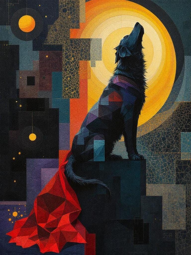 Geometric Fae Shadows on Linen Canvas