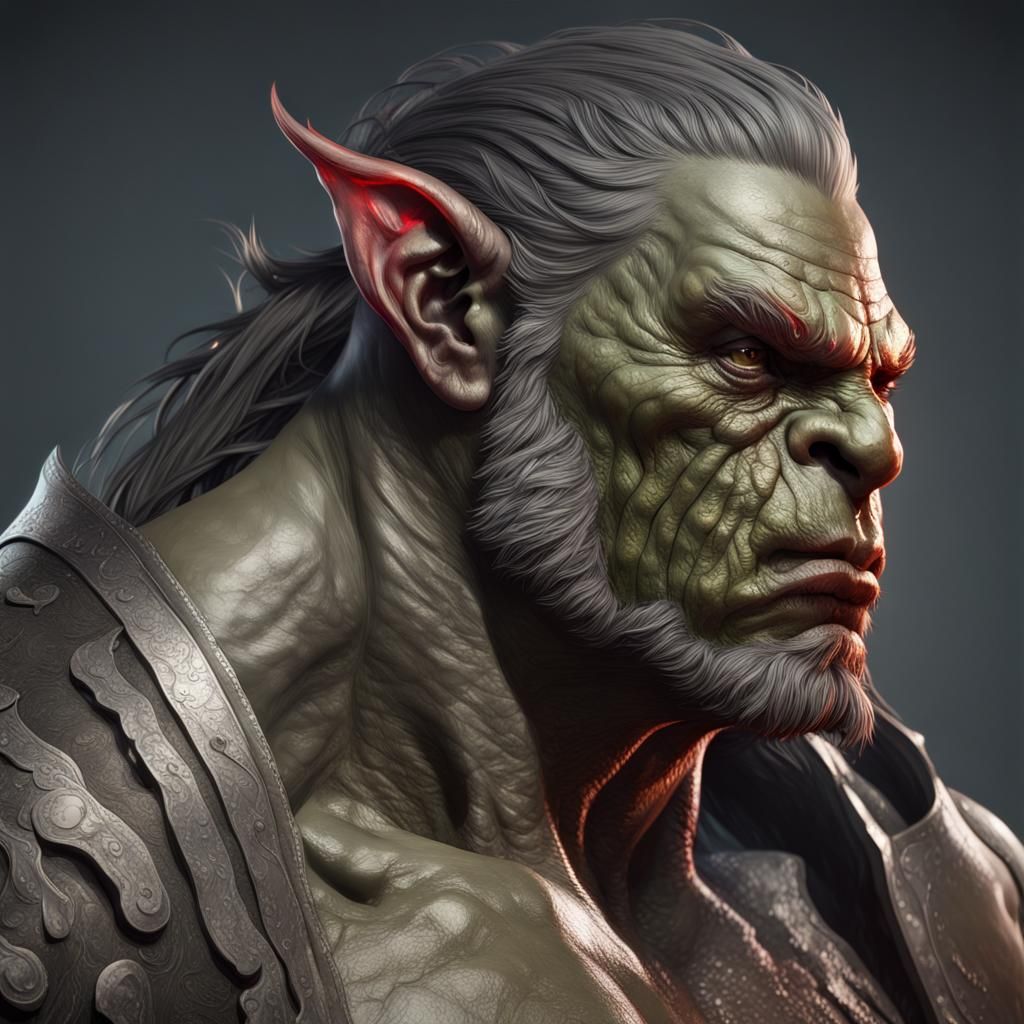 Liquid Metal Orc Portrait in Hyperdetailed Style