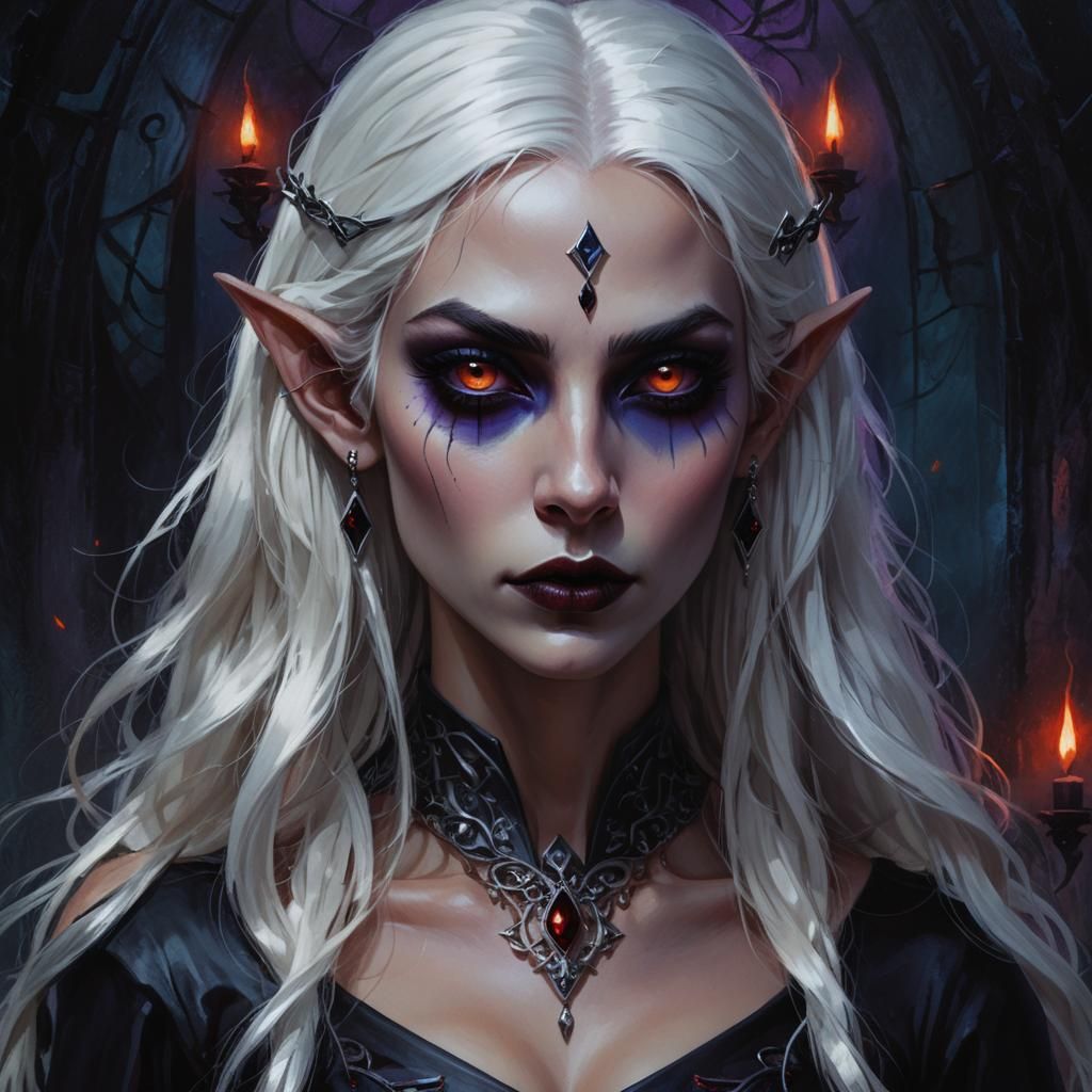 Dark Elf Portrait in Dark Fantasy Style