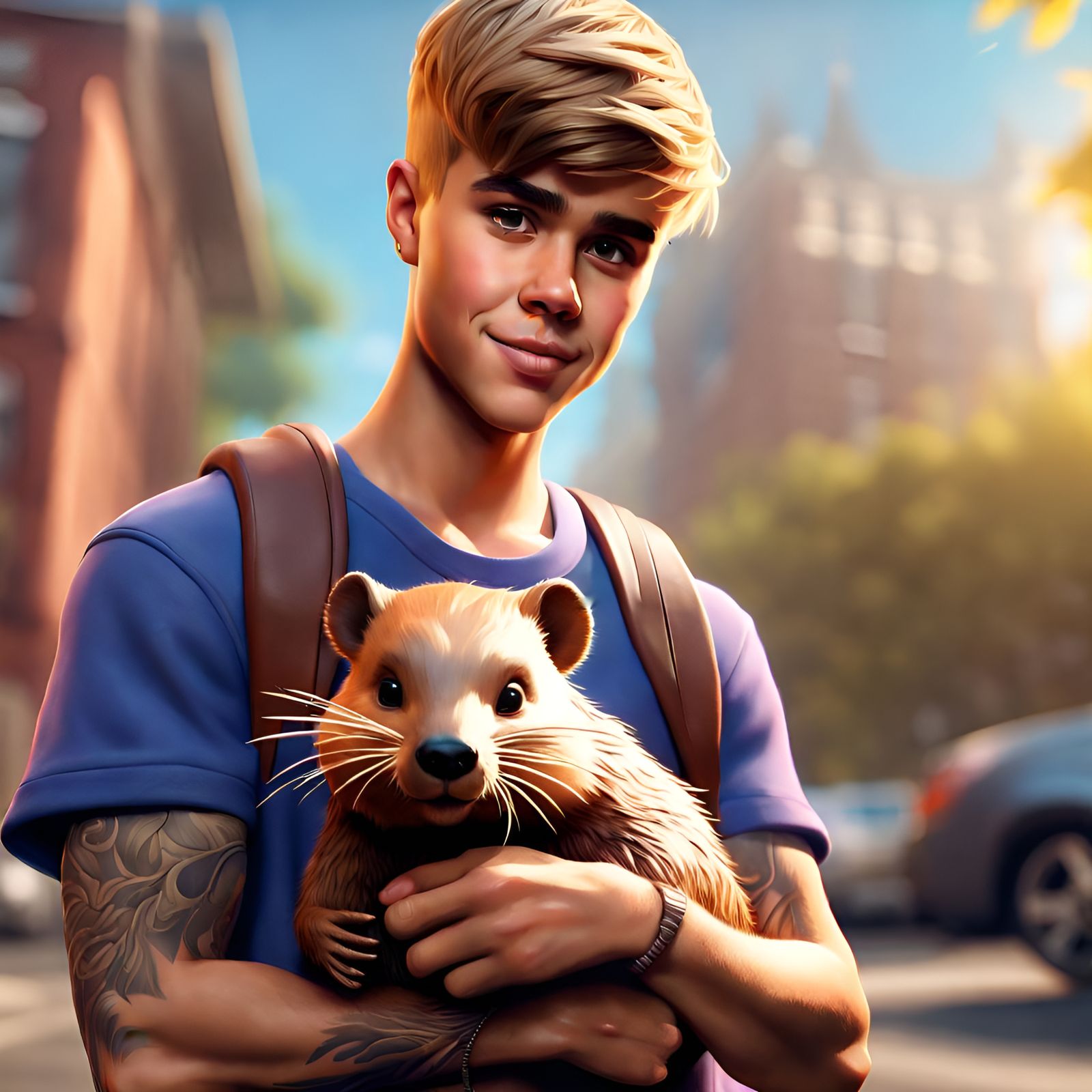 Portrait of a Man Holding a Beaver