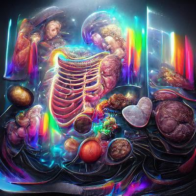Surreal Organ Feast in Astral Illustration Style
