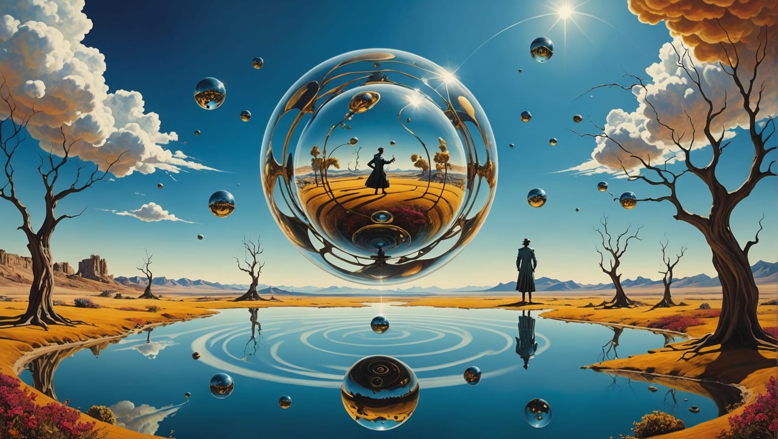 Surreal Landscape with Elastic Flora in Dali Style