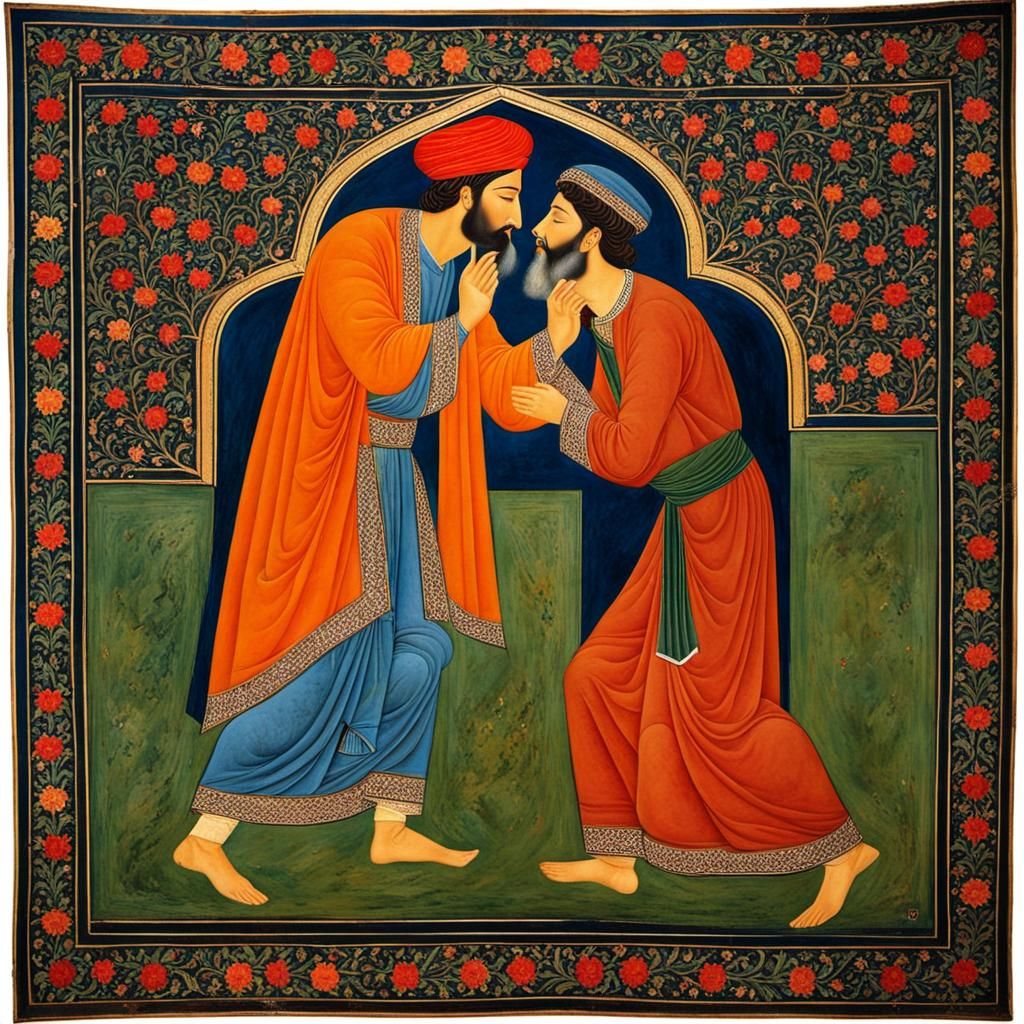 The Kiss: Medieval Persian-Arab Painting in Behzad Style