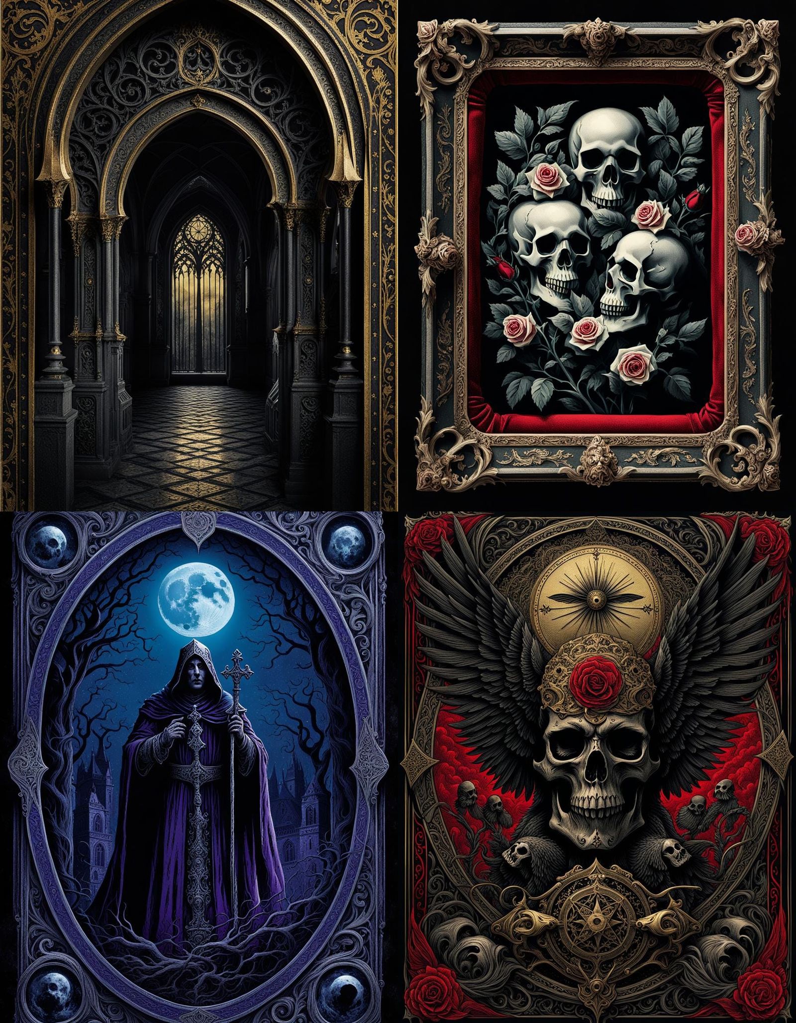 Vintage Horror Tarot Card Back Design