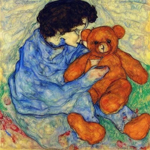 Teddy Bear and Honey Bar in Expressionist Style