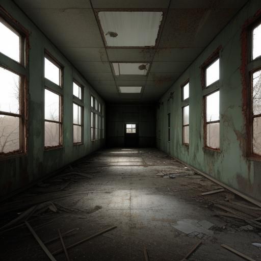 Dystopian Abandoned School: A Creepy Scene