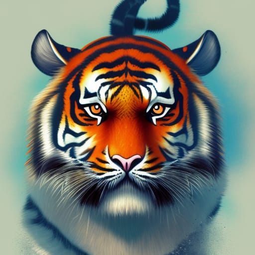 Beautiful Anime Tiger Digital Illustration