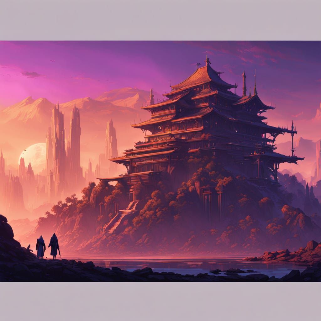 Dystopian Metropolis at Dusk in Cyberpunk Style