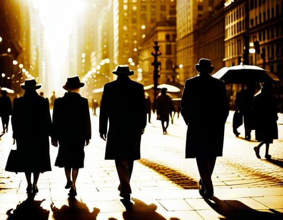 Sepia Street Scene with Ethereal Shadows