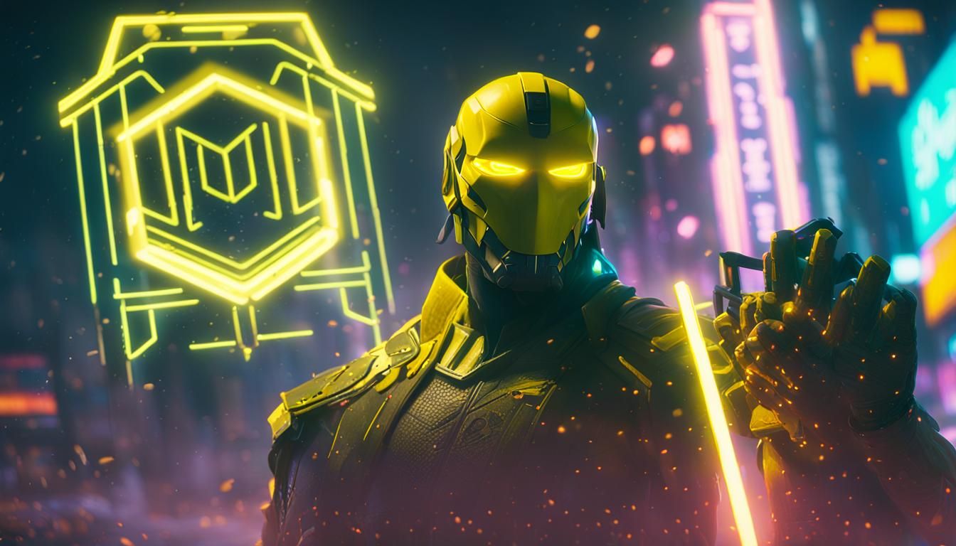 Cyberpunk Spectre with Energy Katana on Neon Street