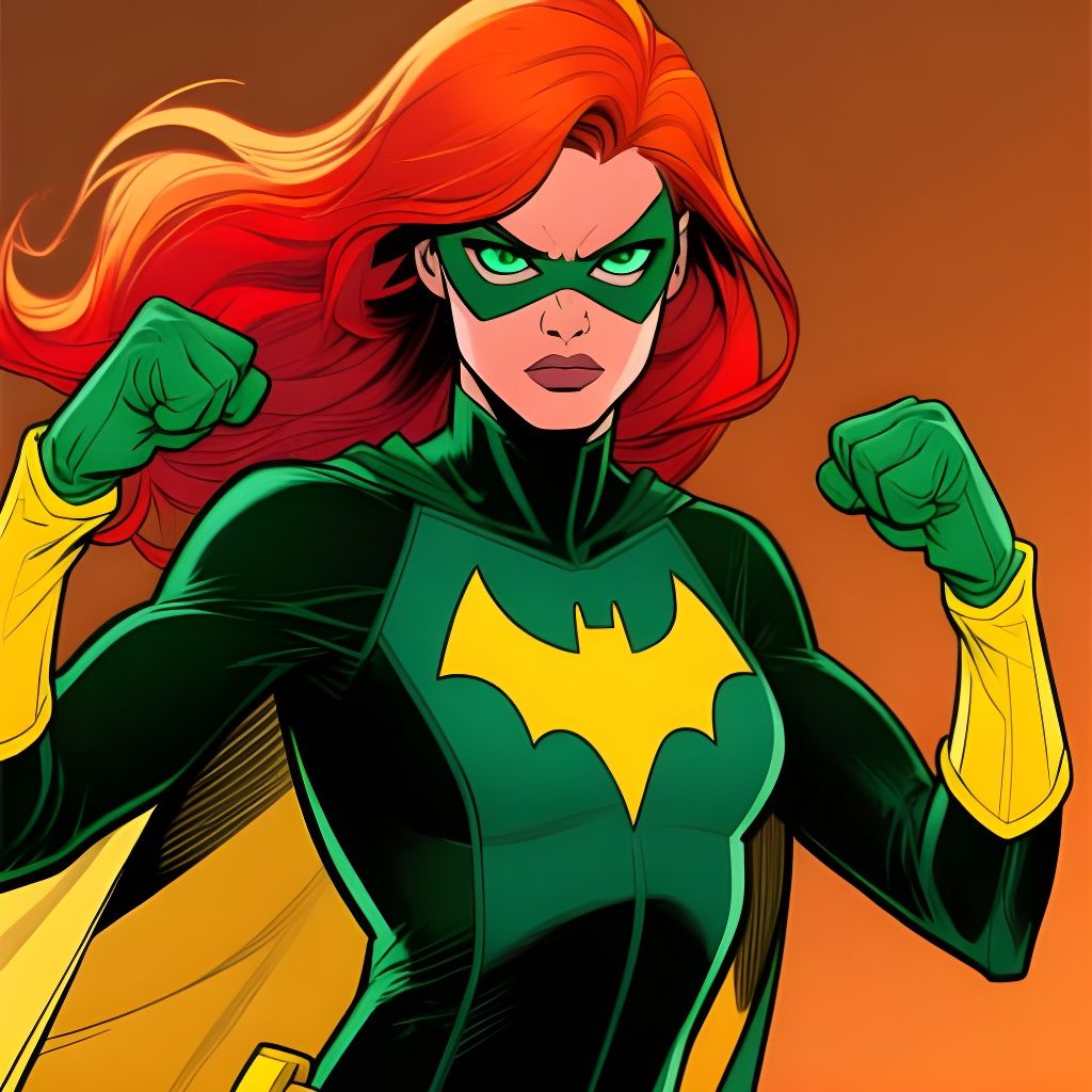 Barbara Gordon Comic Art: Auburn Hair, Green Suit