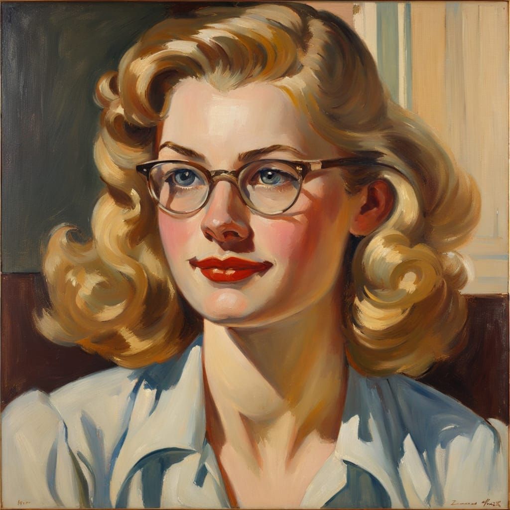 Impressionistic Portrait of a Woman in 1940s Style