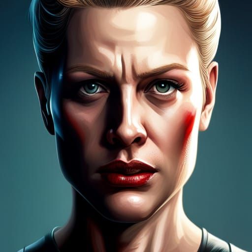 Dramatic Hyperrealistic Portrait in Splash Art Style