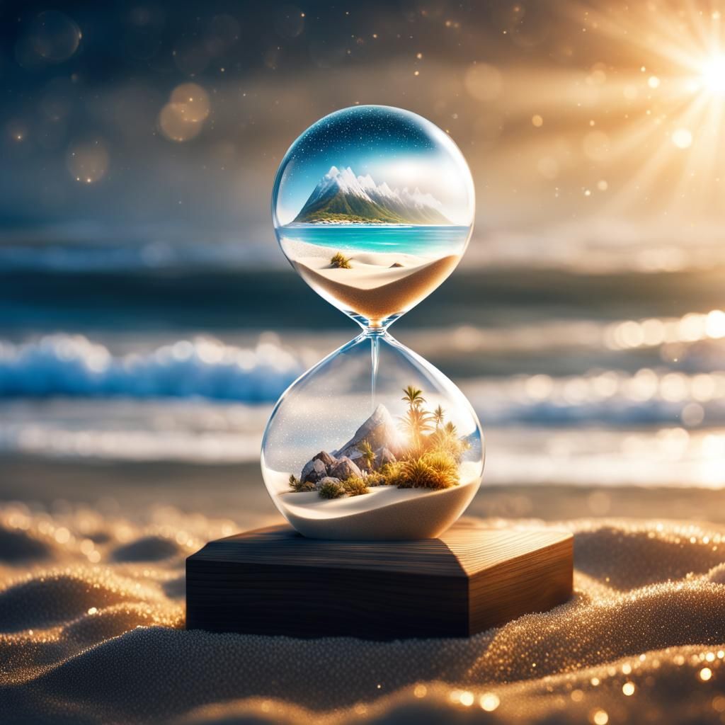 Hourglass Double Exposure: Beach Meets Winter