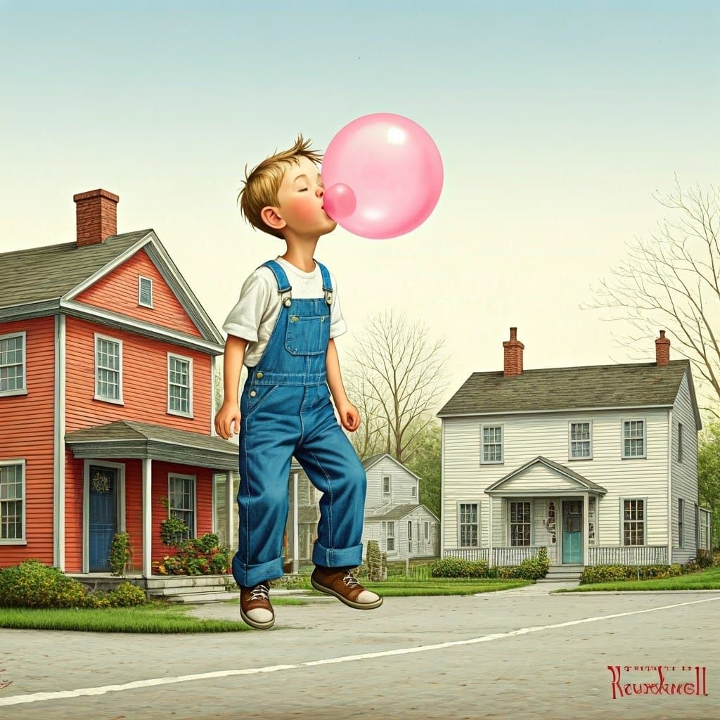 Whimsical New England Boy Blows a Gigantic Bubble